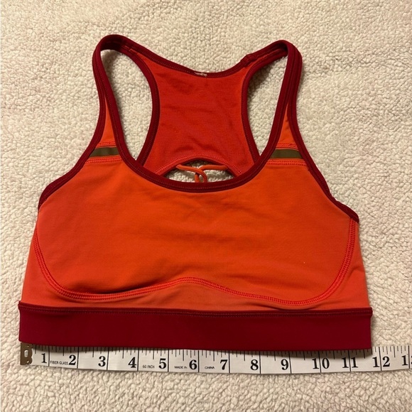 Lululemon Sweaty Or Not Sports Bra Racerback Strappy Cut Out Coral Alarming - Picture 5 of 13